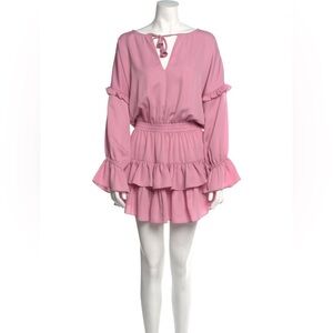MISA Los Angeles Amalya Long Sleeve Mini Dress in Pink
